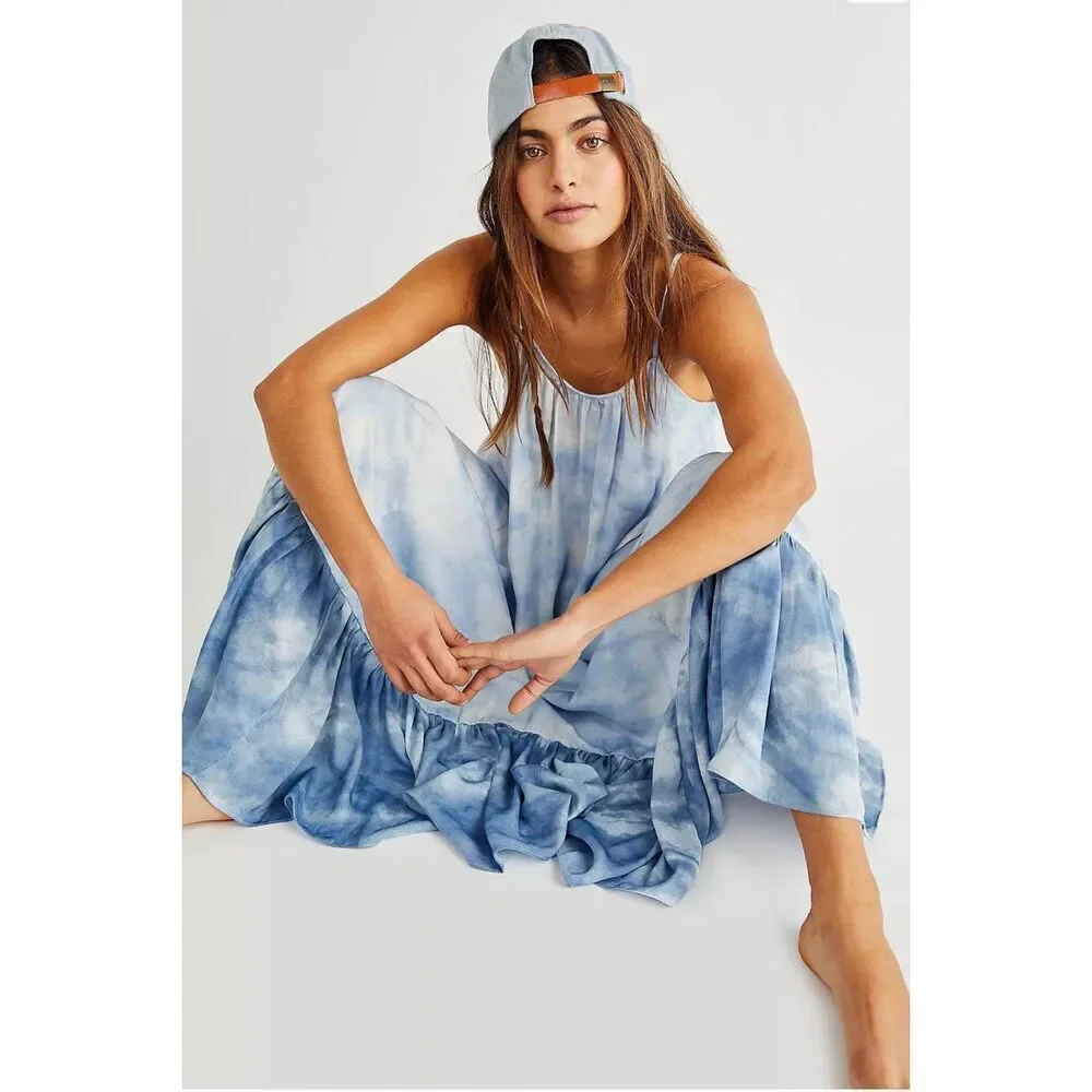 Free People full on maxi slip cami dress with peplum hem in tie dye XS - Picture 10 of 10